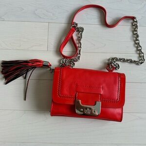 Diane Von Furstenberg Red Leather Mini Bag with Chain Strap